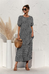 Polka Dot Plaid Print Robe Maxi Dress InsStreet