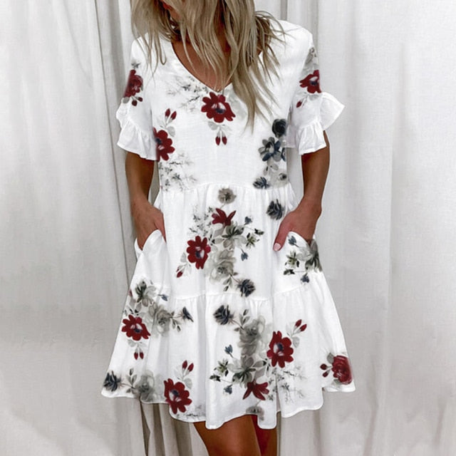 Short Sleeve Floral Print Dress InsStreet