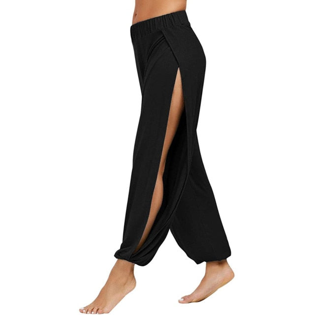 Casual Solid Hollow Elastic Waist Trousers InsStreet