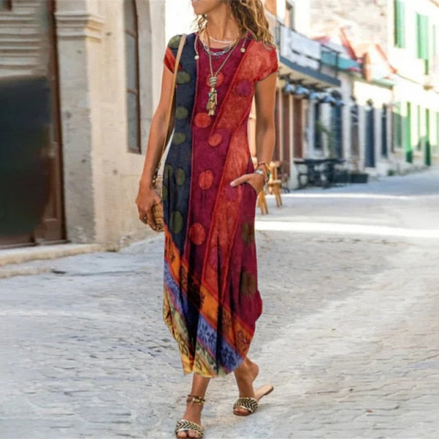 Short Sleeve Bohemian Long Dresses InsStreet