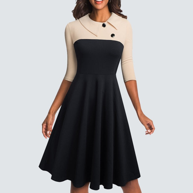 Swing Skater Work Office Casual Dress InsStreet