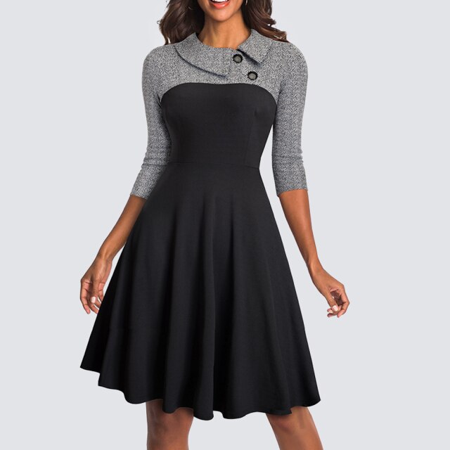 Swing Skater Work Office Casual Dress InsStreet