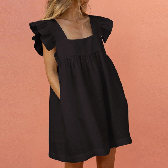 Elegant Butterfly Sleeve Beach Party Dress InsStreet