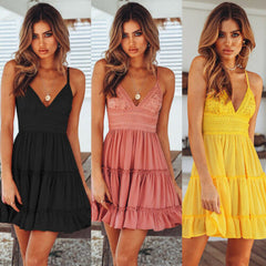 V Neck High Waist Evening Party Beach Dresses InsStreet