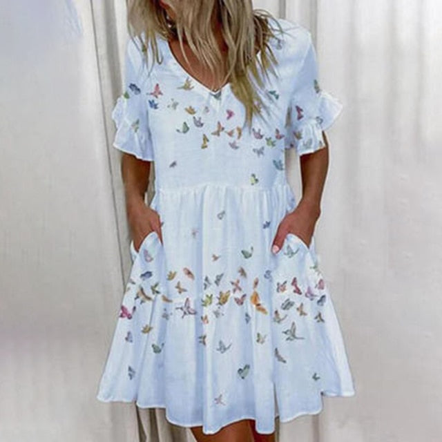 Short Sleeve Floral Print Dress InsStreet