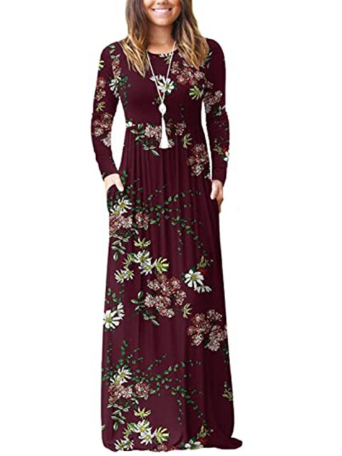 Floral Empire Pleated Maxi Casual Long Dresses InsStreet