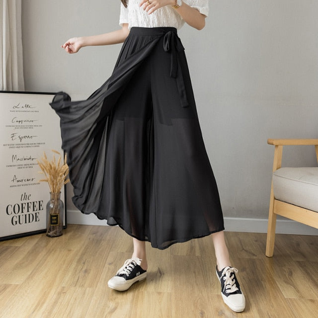 Pleated Chiffon Plus Size High Waist Skirt InsStreet