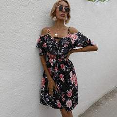 Sexy Spaghetti Strap Floral Print Mini Dress InsStreet