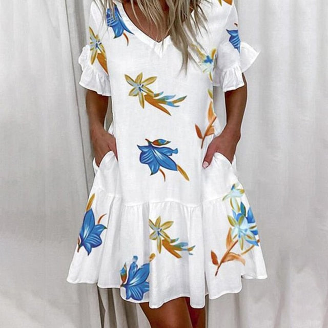 Short Sleeve Floral Print Dress InsStreet