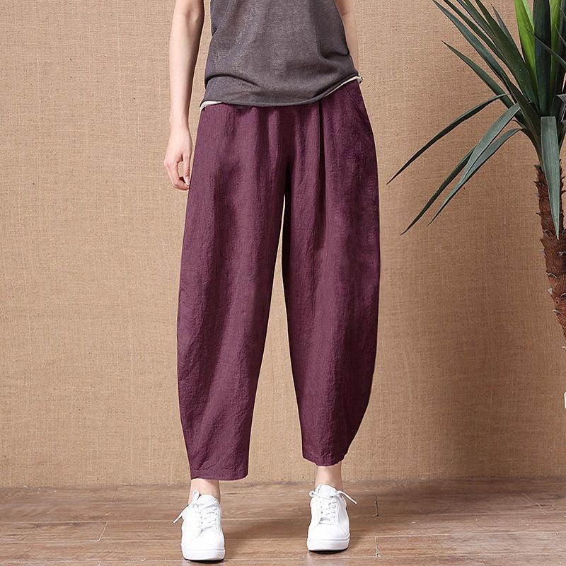 Elastic Waist Vintage Lady Loose Casual Pants InsStreet