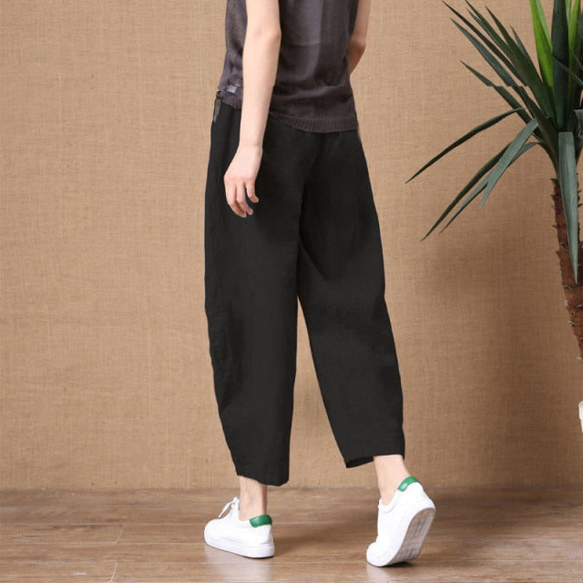 Elastic Waist Vintage Lady Loose Casual Pants InsStreet