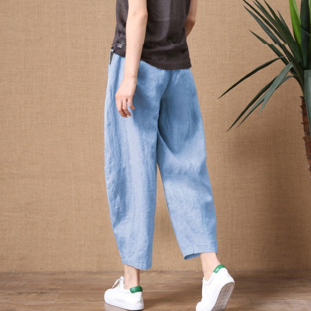 Elastic Waist Vintage Lady Loose Casual Pants InsStreet