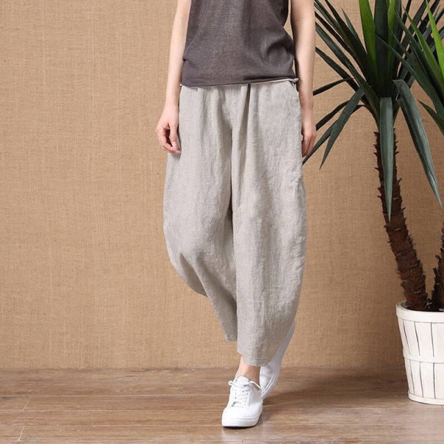 Elastic Waist Vintage Lady Loose Casual Pants InsStreet