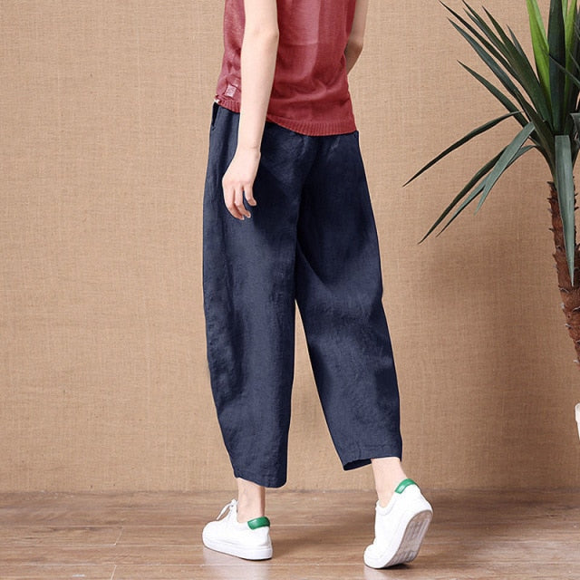 Elastic Waist Vintage Lady Loose Casual Pants InsStreet