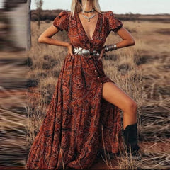 Print A-Line Boho Dress InsStreet