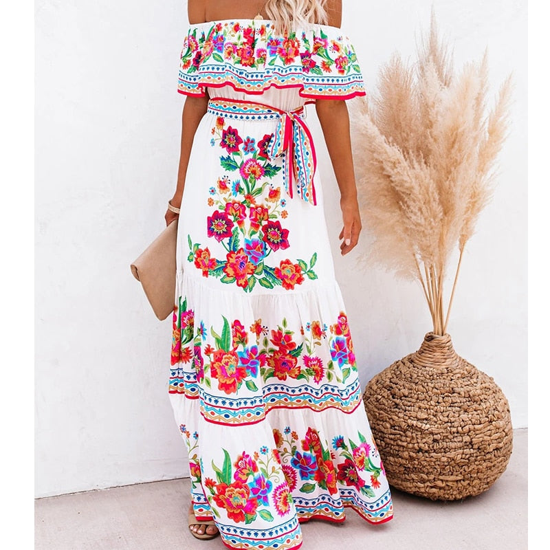 Long Floral Print Casual Elegant Party Dresses InsStreet