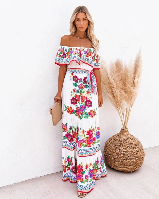 Long Floral Print Casual Elegant Party Dresses InsStreet