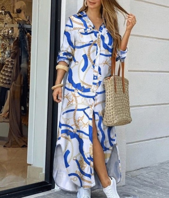 Long Sleeve Shirt Denim Long Dress InsStreet