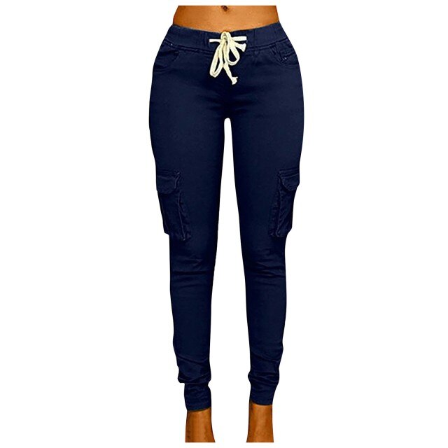 High Waist Elastic Joggers Lace-up Trousers InsStreet