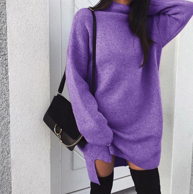 Fashion Turtleneck Elegant Lady Mid-length Dress InsStreet