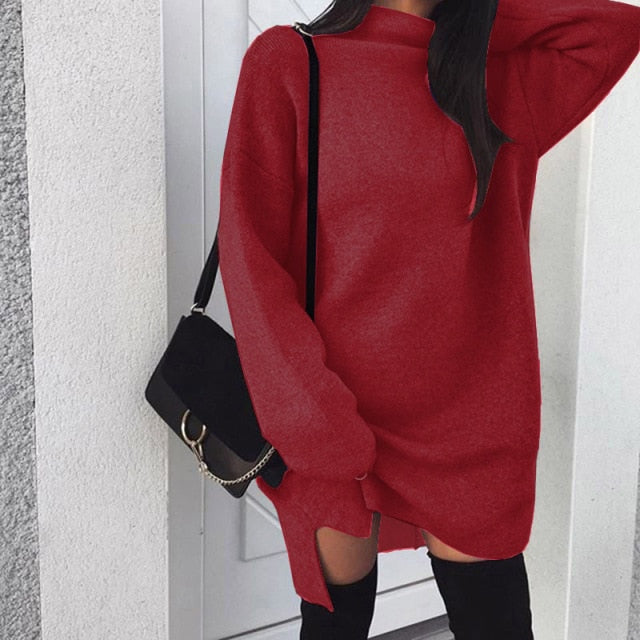 Fashion Turtleneck Elegant Lady Mid-length Dress InsStreet