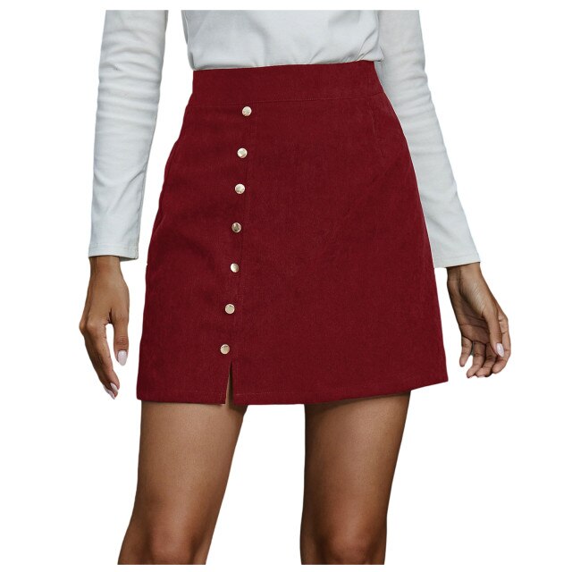 Fashion Women High Waist Buttons Skirts InsStreet