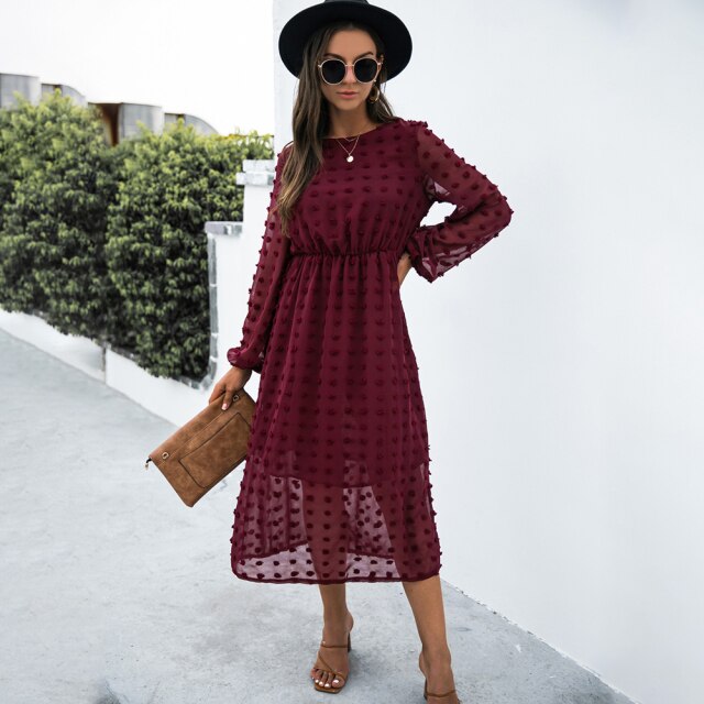 Elegant Casual Chiffon Party Vintage Midi Dresses InsStreet