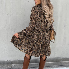 Casual Long Sleeve Loose Print Dress InsStreet