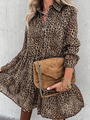 Casual Long Sleeve Loose Print Dress InsStreet