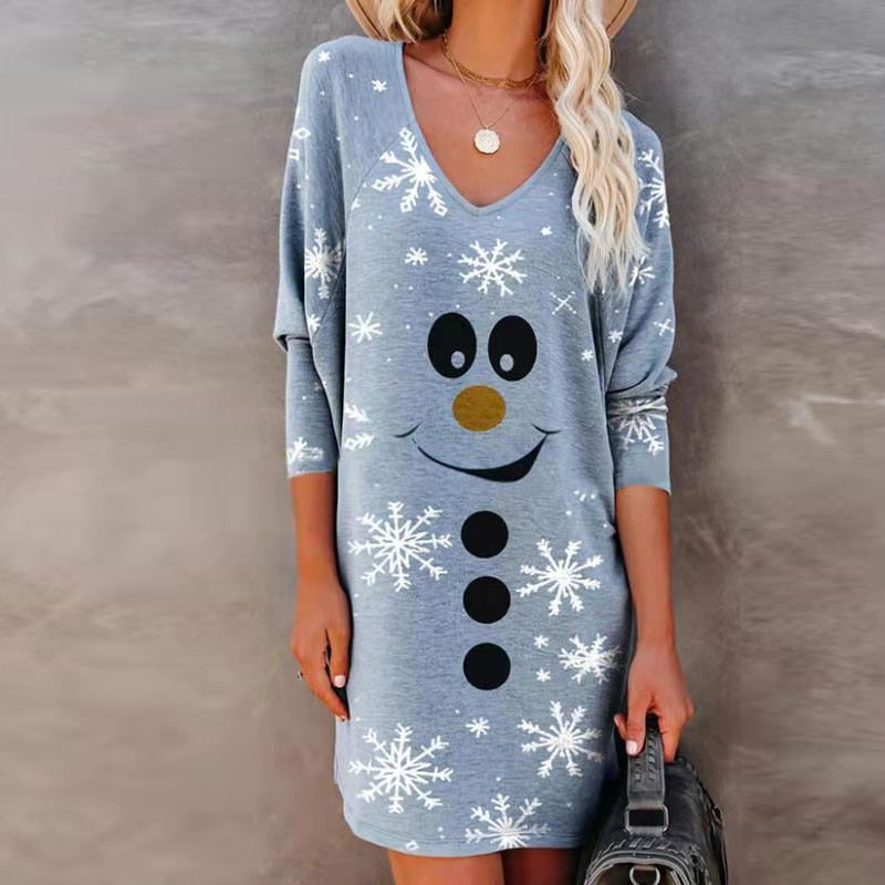 Fashion Smiley Christmas Print Dress InsStreet