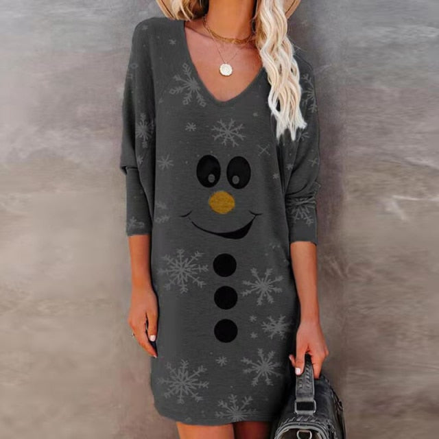 Fashion Smiley Christmas Print Dress InsStreet