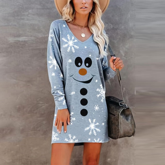 Fashion Smiley Christmas Print Dress InsStreet