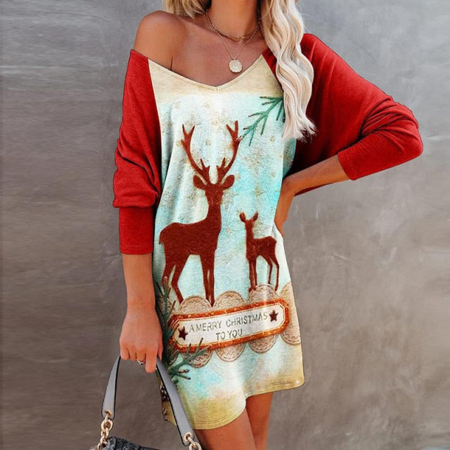 Elegant V Neck Long Sleeve Dress InsStreet