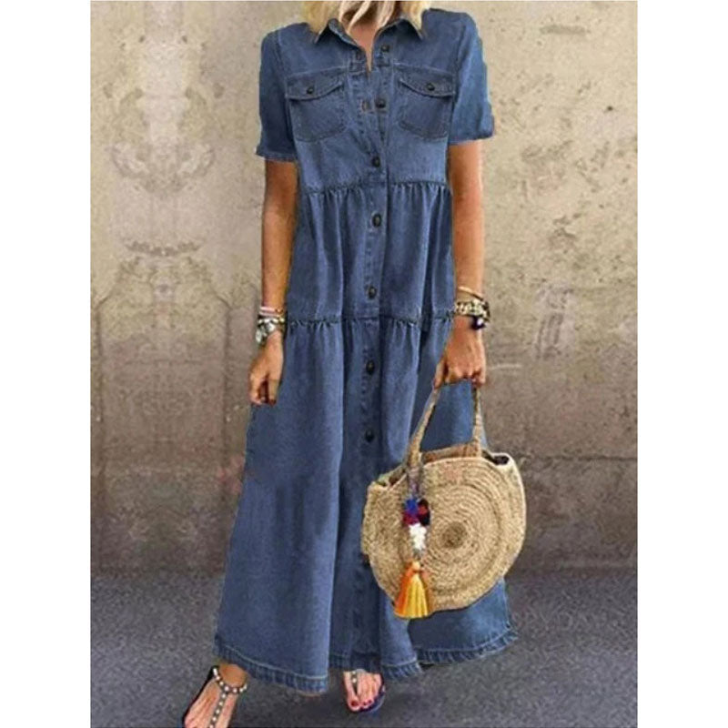 Fashion Casual Splicing Cardigan Vintage Long Dress InsStreet