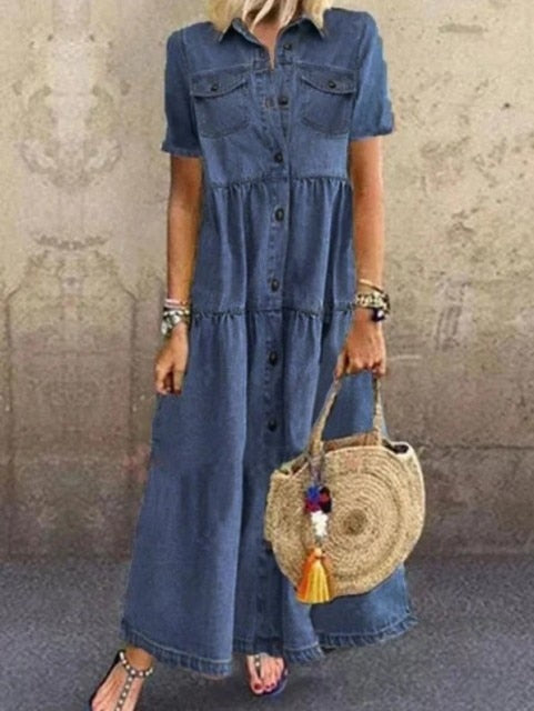 Fashion Casual Splicing Cardigan Vintage Long Dress InsStreet