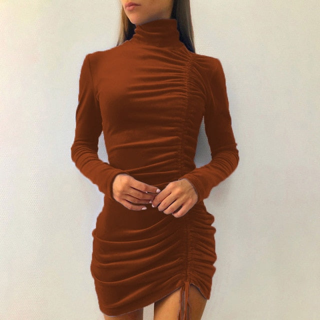 Clubwear Turtleneck Velvet Dresses InsStreet