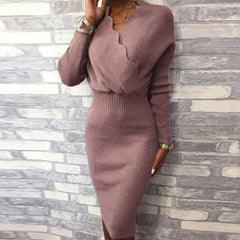 Long Sleeve Slim Fit Knee Dress InsStreet