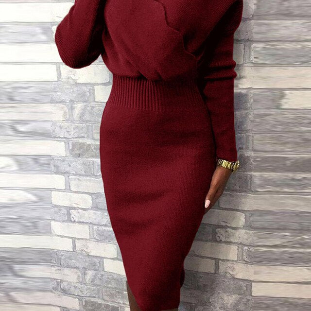 Long Sleeve Slim Fit Knee Dress InsStreet