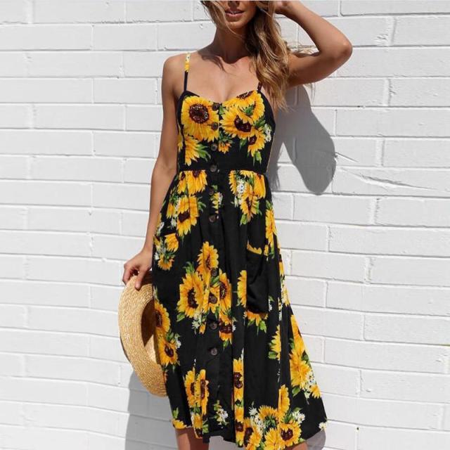 Casual Print Beach Dress InsStreet