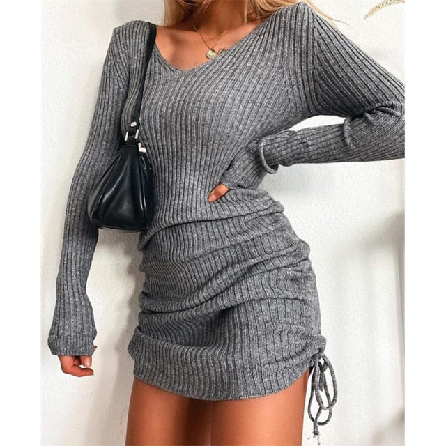 Elegant Fashion V-Neck Long Sleeve Bodycon Party Dresses InsStreet