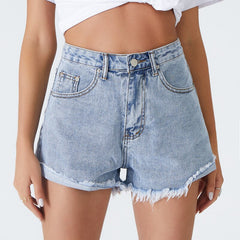 Fashion Washed Light Blue Denim Shorts InsStreet