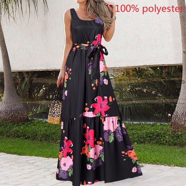 Sexy Party Maxi Sleeveless Floral Print Dress InsStreet