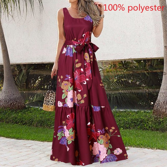 Sexy Party Maxi Sleeveless Floral Print Dress InsStreet