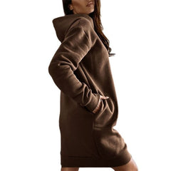 Casual Plus Size Solid Color Hooded Fashion Dresses InsStreet