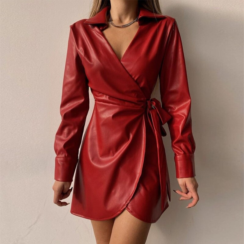 Elegant V-Neck Side Belt Office Lady Suit Dress InsStreet