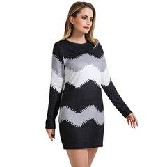 Elegant Patchwork Long Sleeve Thin Dress InsStreet