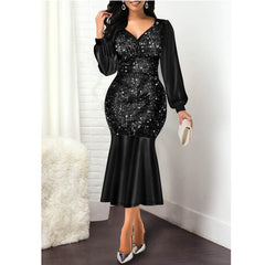 Sexy V Neck Sequin Evening Wedding Party Dress InsStreet