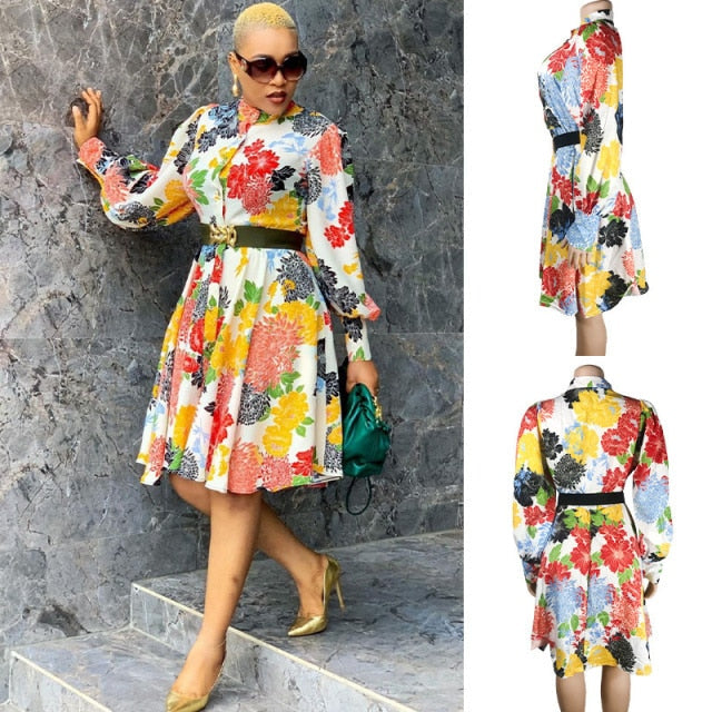 Printed Long Sleeve Fashion Dresses InsStreet