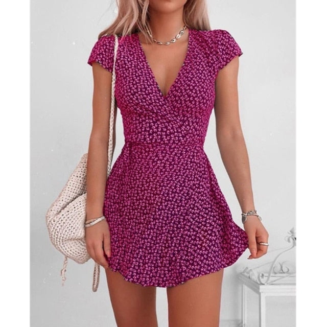 Short Sleeve Sexy V-neck Dresses InsStreet