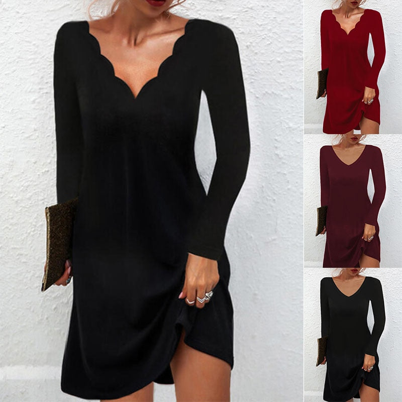 Fashion Sexy Casual Long Sleeve Vestidos Pullover Party Dress InsStreet